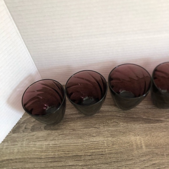 Vtg Hazel Atlas Moroccan Amethyst Swirl Juice Glasses - Picture 7 of 13